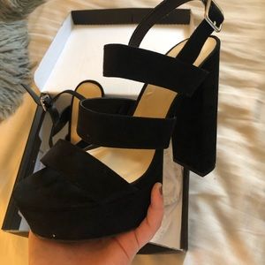 black wedge heels